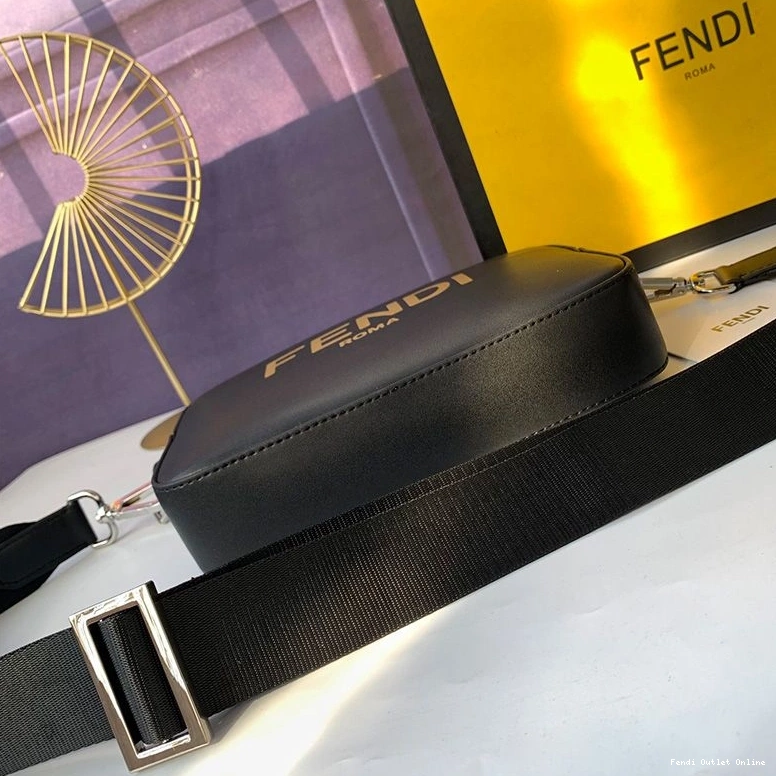 Affordable Leather Black Case ROMA Logo Compact In Camera Calf Fendi 0822